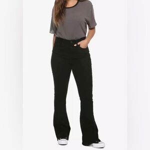 NWT HT Denim Flared Bell Bottom Jeans Size 19 Black Hi-Rise Grunge Y2K Urban